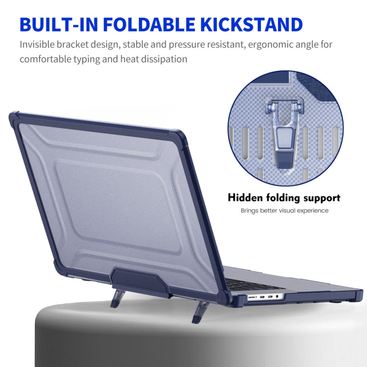 For MacBook Pro 14.2 A2442/A2779 ENKAY Hat-Prince 3 in 1 Protective Bracket Case Cover Hard Shell with TPU Keyboard Film / PET Screen Protector, Version:EU(Dark Blue) - free shipping - PMC Jewellery - Order now!