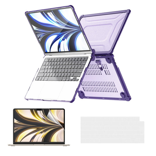 For MacBook Air 13.6 2022/2024  A2681 (M2) / A3113  (M3) ENKAY Hat-Prince 3 in 1 Protective Bracket Case Cover Hard Shell with TPU Keyboard Film / PET Screen Protector, Version:EU(Purple) - MacBook Air Cases by ENKAY | Online Shopping South Africa | PMC Jewellery | Buy Now Pay Later Mobicred