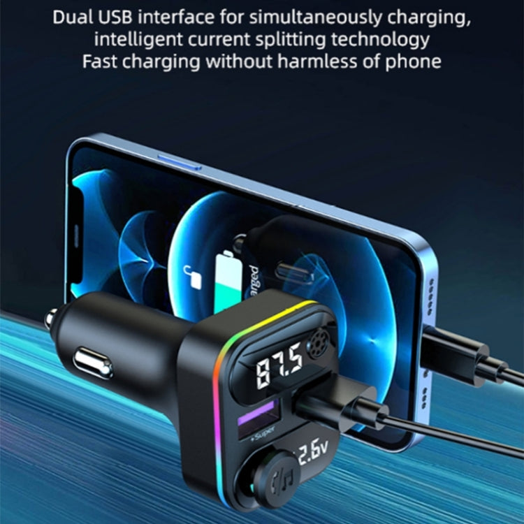 C37 Car QC3.0 20W Fast Charger LED Backlit Atmosphere Light MP3 Player Bluetooth FM Transmitter - Bluetooth Car Kits by PMC Jewellery | Online Shopping South Africa | PMC Jewellery | Buy Now Pay Later Mobicred