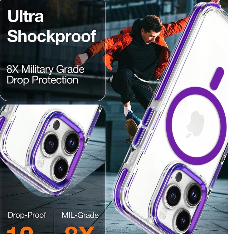 For iPhone 15 Pro Dual-color MagSafe TPU Hybrid Clear PC Shockproof Phone Case(White) - iPhone 15 Pro Cases by PMC TechLife | Online Shopping South Africa | PMC TechLife