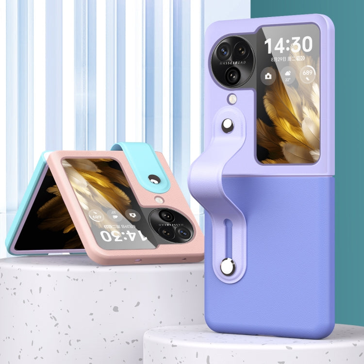 For OPPO Find N3 Flip Wrist-strap Plain Leather Phone Case(Black) - free shipping - PMC TechLife - Order now!
