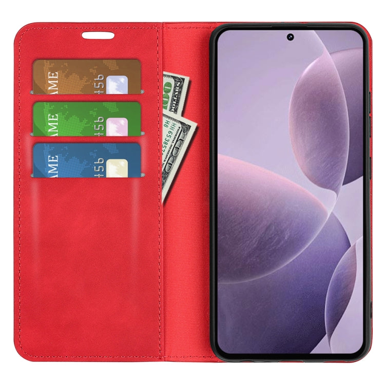 For Xiaomi Redmi K70 Retro-skin Magnetic Suction Leather Phone Case(Red) - K70 Cases by PMC Jewellery | Online Shopping South Africa | PMC Jewellery | Buy Now Pay Later Mobicred