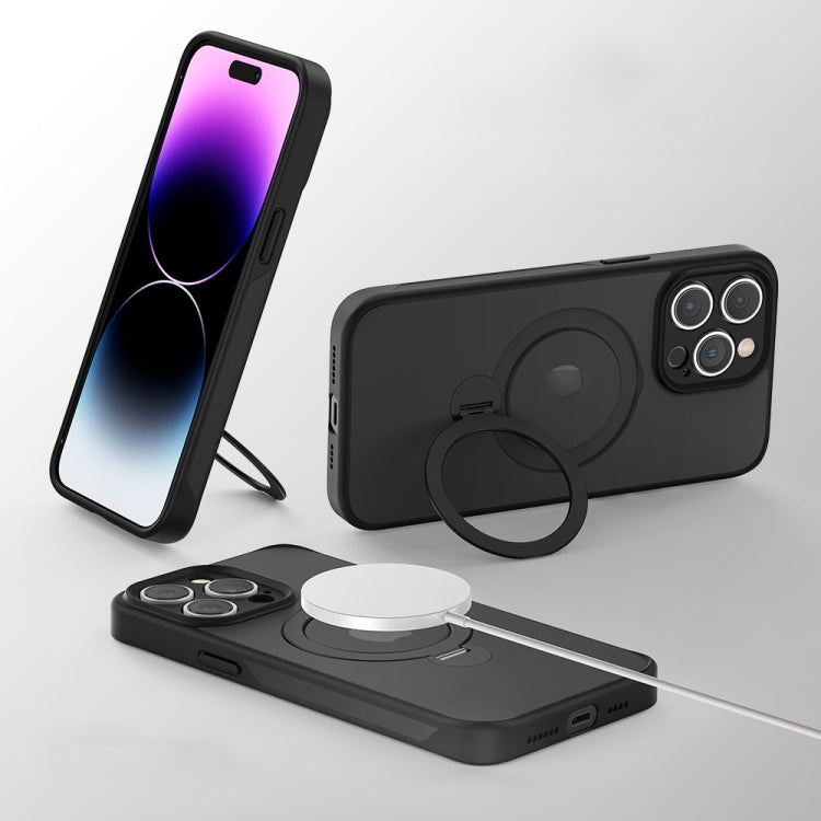 For iPhone 15 Pro 360 Magsafe Ring Holder TPU Hybrid PC Phone Case(White) - iPhone 15 Pro Cases by PMC TechLife | Online Shopping South Africa | PMC TechLife