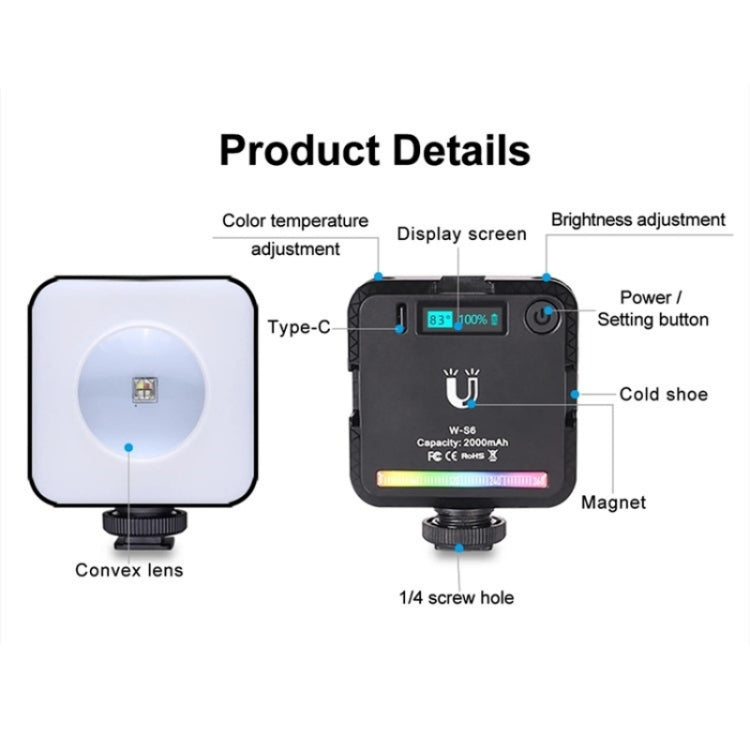 VLOGLITE W-S6 Magnetic Mini Full Color RGB LED Camera Light Sunset Atmosphere Lamp - free shipping - PMC TechLife - Order now!