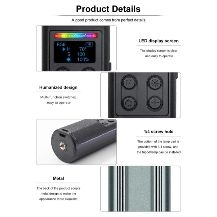 VLOGLITE W150RGB-II With LCD Display RGB Video Light Handheld Light Stick LED Video Light - free shipping - PMC TechLife - Order now!