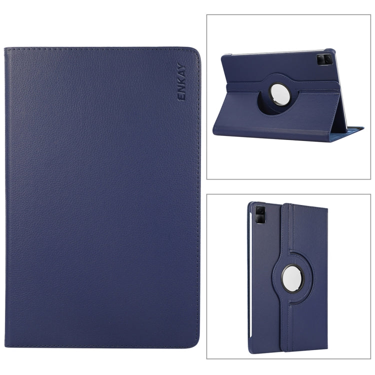 For Redmi Pad SE 11.0 ENKAY Hat-Prince 360 Degree Rotation Litchi Leather Smart Case(Dark Blue) - free shipping - PMc TechLife - Order now!