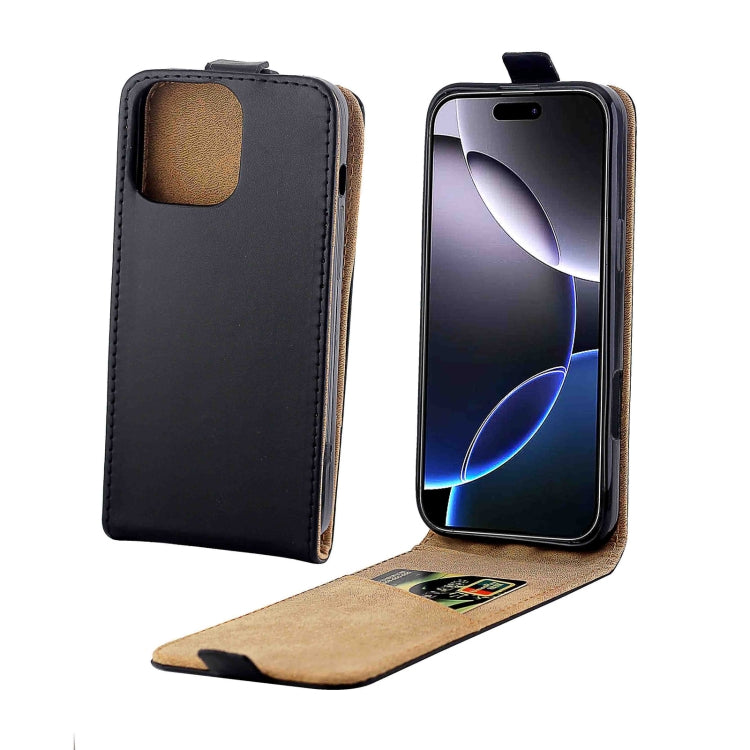 For iPhone 16 Pro Max Vertical Flip Leather Phone Case with Card Slot(Black) - iPhone 16 Pro Max Cases by PMC Jewellery | Online Shopping South Africa | PMC Jewellery | Buy Now Pay Later Mobicred