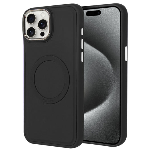 For iPhone 15 Pro Max Imitation Liquid Skin Feel Plating Magsafe Phone Case(Black) - iPhone 15 Pro Max Cases by PMC Jewellery | Online Shopping South Africa | PMC Jewellery