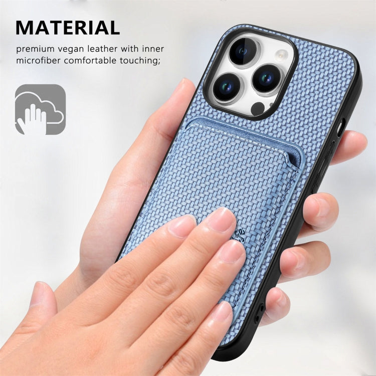 For iPhone 16 Pro Carbon Fiber Leather Card Magsafe Phone Case(Blue) - iPhone 16 Pro Cases by PMC Jewellery | Online Shopping South Africa | PMC Jewellery | Buy Now Pay Later Mobicred