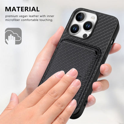 For iPhone 16 Pro Max Carbon Fiber Leather Card Magsafe Phone Case(Black) - iPhone 16 Pro Max Cases by PMC Jewellery | Online Shopping South Africa | PMC Jewellery | Buy Now Pay Later Mobicred