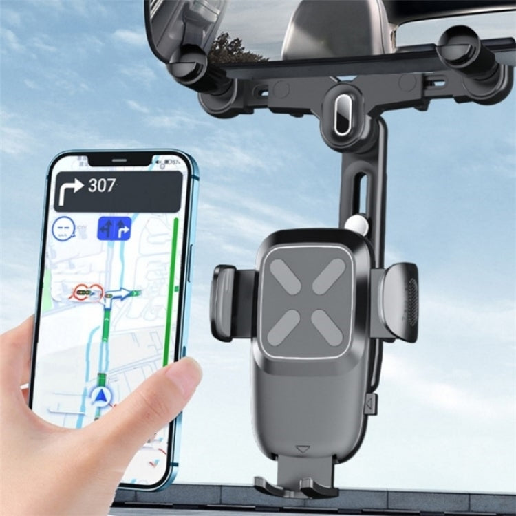 R010 Universal Vehicle Rearview Mirror Phone Holder Multifunctional Retractable Cell Phone Car Mount(Green) - Car Holders by PMC TechLife | Online Shopping South Africa | PMC TechLife | Buy Now Pay Later Mobicred