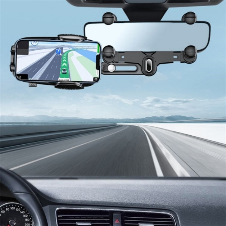 R010 Universal Vehicle Rearview Mirror Phone Holder Multifunctional Retractable Cell Phone Car Mount(Green) - Car Holders by PMC TechLife | Online Shopping South Africa | PMC TechLife | Buy Now Pay Later Mobicred
