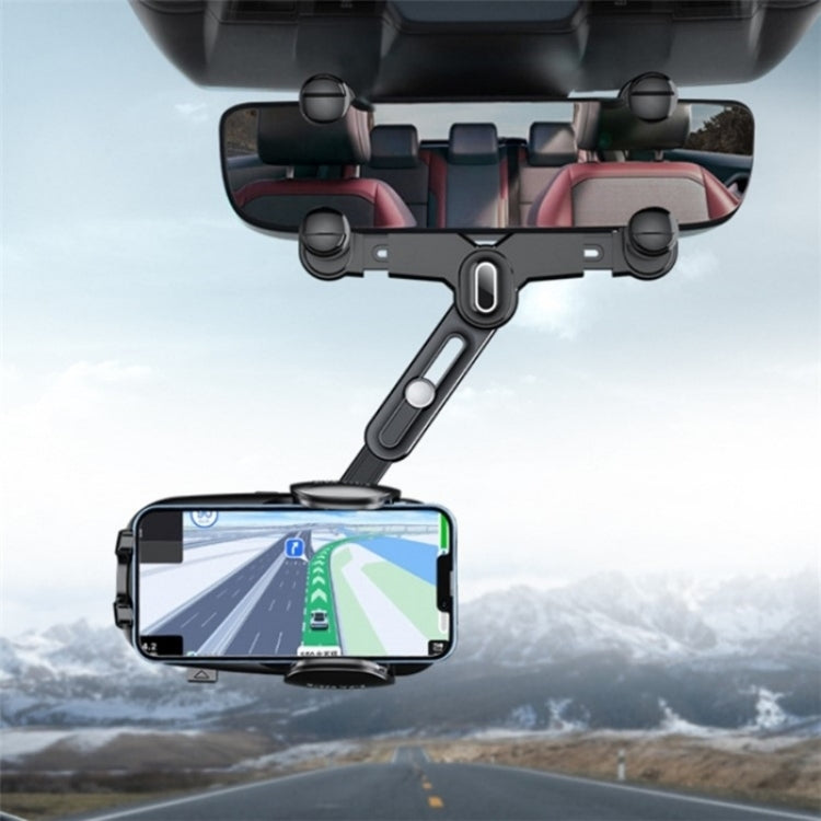 R010 Universal Vehicle Rearview Mirror Phone Holder Multifunctional Retractable Cell Phone Car Mount(Black) - Car Holders by PMC TechLife | Online Shopping South Africa | PMC TechLife | Buy Now Pay Later Mobicred