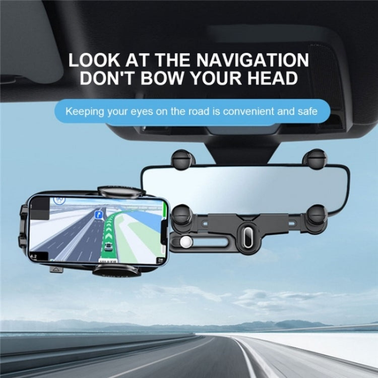 R009 Universal Vehicle Retractable Phone Clip Holder Car Rearview Mirror Cell Phone Mount(Black) - Car Holders by PMC TechLife | Online Shopping South Africa | PMC TechLife | Buy Now Pay Later Mobicred