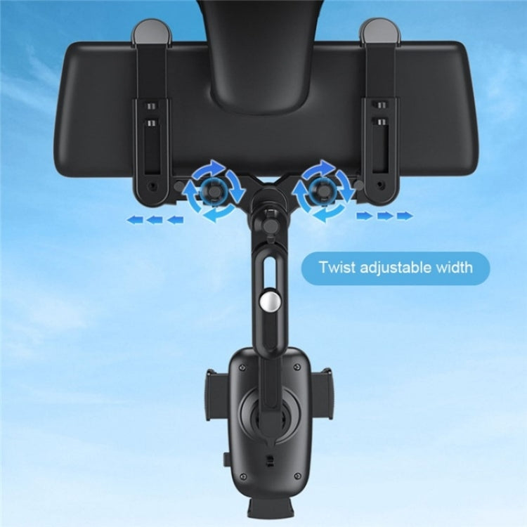 R009 Universal Vehicle Retractable Phone Clip Holder Car Rearview Mirror Cell Phone Mount(Black) - Car Holders by PMC TechLife | Online Shopping South Africa | PMC TechLife | Buy Now Pay Later Mobicred