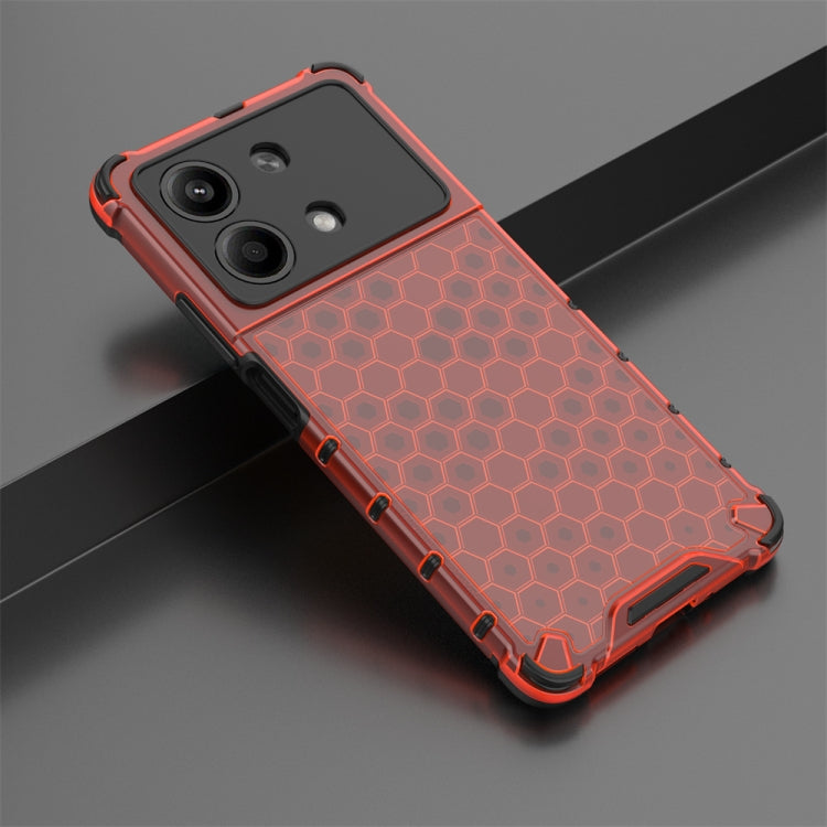 For Redmi Note 13R Pro Shockproof Honeycomb Phone Case(Red) - Xiaomi Cases by PMC Jewellery | Online Shopping South Africa | PMC Jewellery | Buy Now Pay Later Mobicred