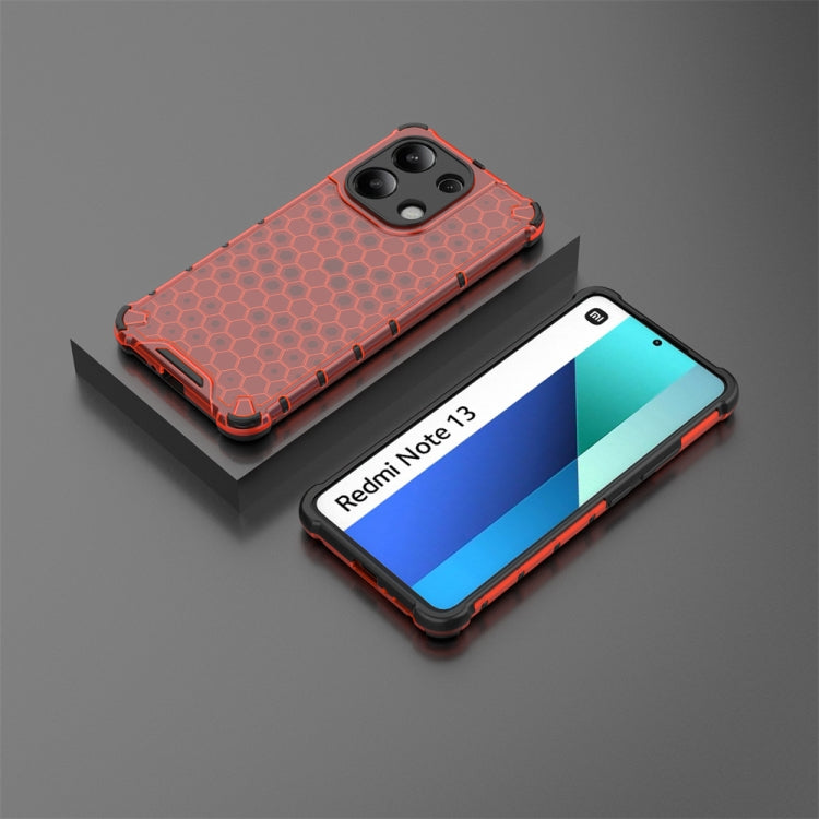 For Redmi Note 13 4G Global Shockproof Honeycomb Phone Case(Red) - Xiaomi Cases by PMC Jewellery | Online Shopping South Africa | PMC Jewellery | Buy Now Pay Later Mobicred