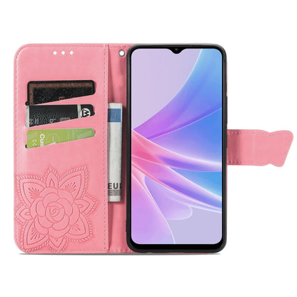 For OPPO A58 4G Butterfly Love Flower Embossed Leather Phone Case(Pink) - OPPO Cases by PMC Jewellery | Online Shopping South Africa | PMC Jewellery | Buy Now Pay Later Mobicred