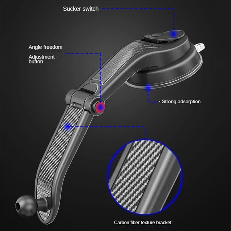ES33 Car Mobile Phone Holder Bracket Carbon Fiber 360 Degree Rotation Suction Cup Mount(Red) - Car Holders by PMC TechLife | Online Shopping South Africa | PMC TechLife | Buy Now Pay Later Mobicred