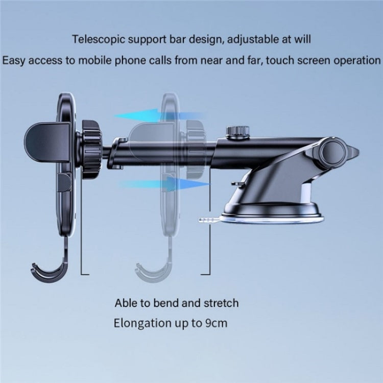 D48+105+K5 Brushed Pattern Car Dashboard Windshield Telescopic Suction Cup Air Vents Phone Mount - Car Holders by PMC TechLife | Online Shopping South Africa | PMC TechLife | Buy Now Pay Later Mobicred