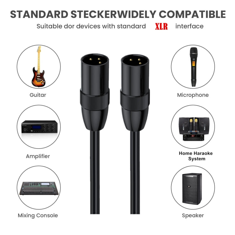 JUNSUNMAY XLR Male to Male Mic Cord 3 Pin Audio Cable Balanced Shielded Cable, Length:0.5m - Microphone Audio Cable & Connector by JUNSUNMAY | Online Shopping South Africa | PMC Jewellery | Buy Now Pay Later Mobicred