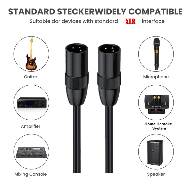JUNSUNMAY XLR Male to Male Mic Cord 3 Pin Audio Cable Balanced Shielded Cable, Length:10m - Microphone Audio Cable & Connector by JUNSUNMAY | Online Shopping South Africa | PMC Jewellery