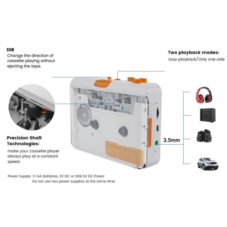 EZCAP 218SP Clear Stereo Walkman Cassette Player Portable Cassette Tape to MP3 Converter - Tape Converter by Ezcap | Online Shopping South Africa | PMC TechLife | Buy Now Pay Later Mobicred