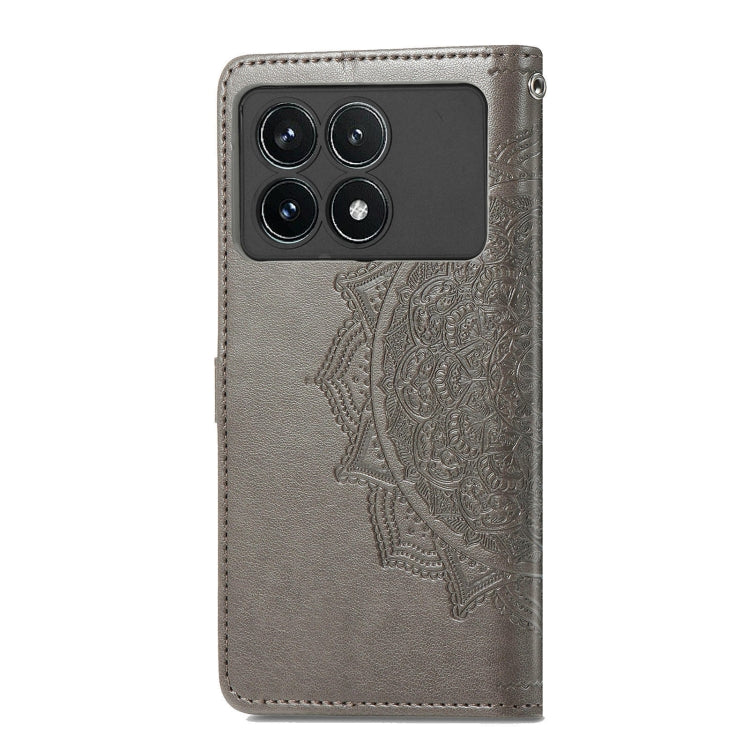 For Xiaomi Redmi K70 Pro Mandala Flower Embossed Leather Phone Case(Grey) - K70 Pro Cases by PMC Jewellery | Online Shopping South Africa | PMC Jewellery | Buy Now Pay Later Mobicred