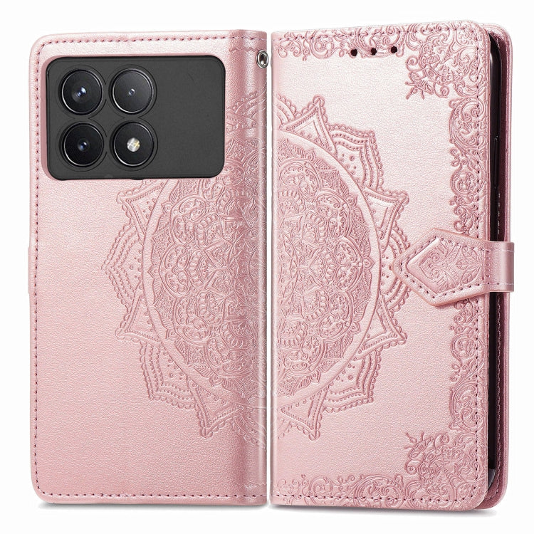 For Xiaomi Redmi K70 Mandala Flower Embossed Leather Phone Case(Rose Gold) - K70 Cases by PMC Jewellery | Online Shopping South Africa | PMC Jewellery | Buy Now Pay Later Mobicred