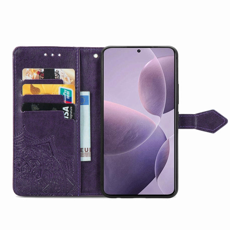 For Xiaomi Redmi K70 Mandala Flower Embossed Leather Phone Case(Purple) - K70 Cases by PMC Jewellery | Online Shopping South Africa | PMC Jewellery | Buy Now Pay Later Mobicred