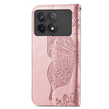 For Xiaomi Redmi K70 Butterfly Love Flower Embossed Leather Phone Case(Rose Gold) - K70 Cases by PMC Jewellery | Online Shopping South Africa | PMC Jewellery | Buy Now Pay Later Mobicred