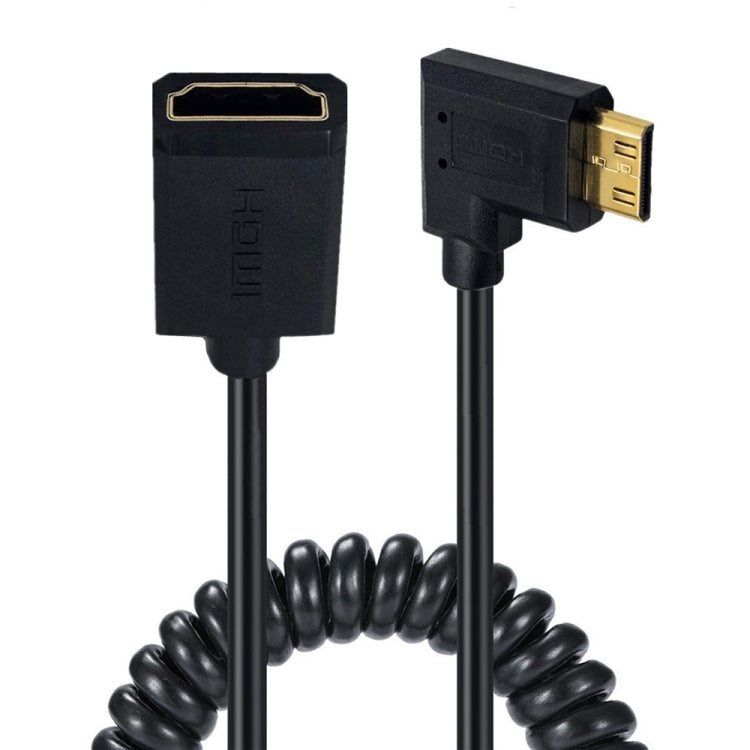 JUNSUNMAY 4K 60Hz Mini HDMI Male to HDMI 2.0V Female Spring Cable, Length:1.8m(Left) - free shipping - PMC Jewellery - Order now!