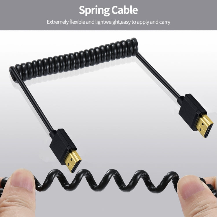 JUNSUNMAY 4K 60Hz HDMI Male to Male HDMI 2.0V Elbow Head Spring Cable, Length:1.2m(Left) - Cable by JUNSUNMAY | Online Shopping South Africa | PMC Jewellery