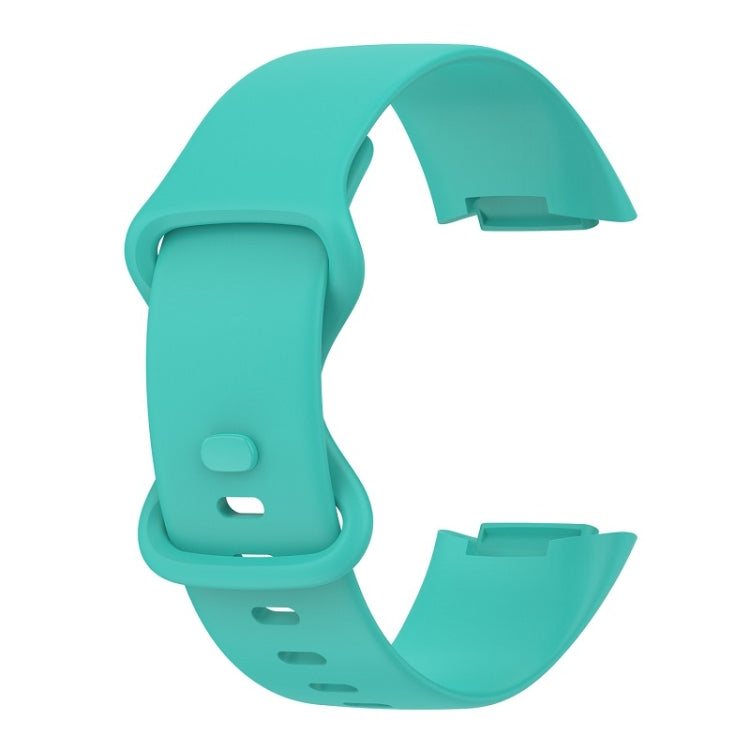 For Fitbit Charge 6 Solid Color Butterfly Buckle Silicone Watch Band, Size:L Size(Teal Green) - Watch Bands by PMC TechLife | Online Shopping South Africa | PMC TechLife | Buy Now Pay Later Mobicred
