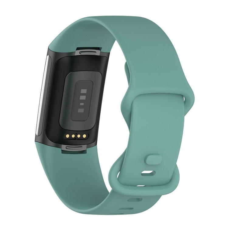 For Fitbit Charge 6 Solid Color Butterfly Buckle Silicone Watch Band, Size:L Size(Pine Green) - Watch Bands by PMC TechLife | Online Shopping South Africa | PMC TechLife | Buy Now Pay Later Mobicred
