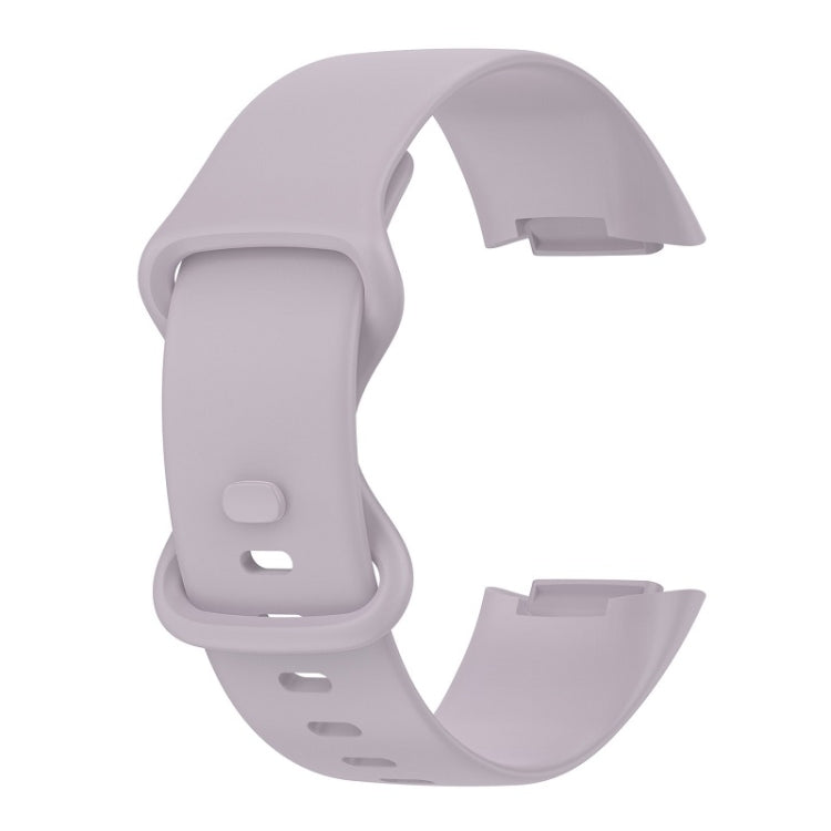 For Fitbit Charge 6 Solid Color Butterfly Buckle Silicone Watch Band, Size:L Size(Light Purple) - Watch Bands by PMC TechLife | Online Shopping South Africa | PMC TechLife | Buy Now Pay Later Mobicred
