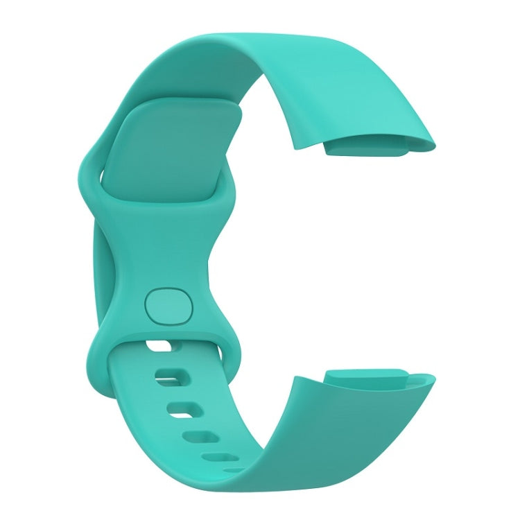 For Fitbit Charge 6 Solid Color Butterfly Buckle Silicone Watch Band, Size:S Size(Teal Green) - Watch Bands by PMC TechLife | Online Shopping South Africa | PMC TechLife | Buy Now Pay Later Mobicred