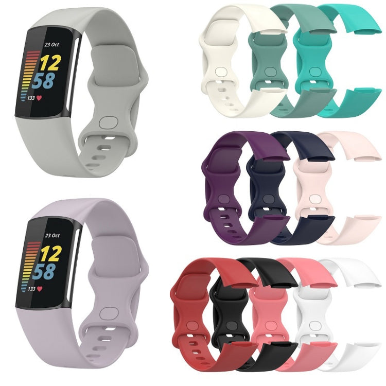 For Fitbit Charge 6 Solid Color Butterfly Buckle Silicone Watch Band, Size:S Size(Dark Blue) - Watch Bands by PMC TechLife | Online Shopping South Africa | PMC TechLife | Buy Now Pay Later Mobicred