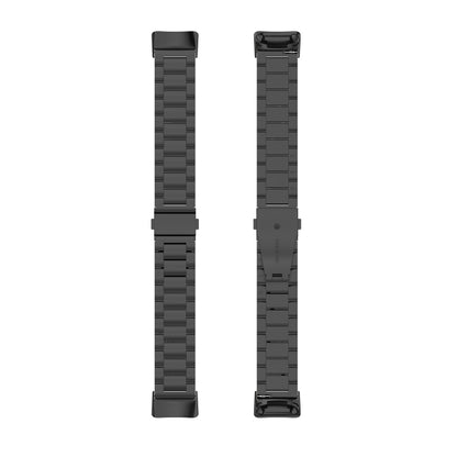 For Fitbit Charge 6 Three Beads Stainless Steel Metal Watch Band(Black) - Watch Bands by PMC Jewellery | Online Shopping South Africa | PMC Jewellery