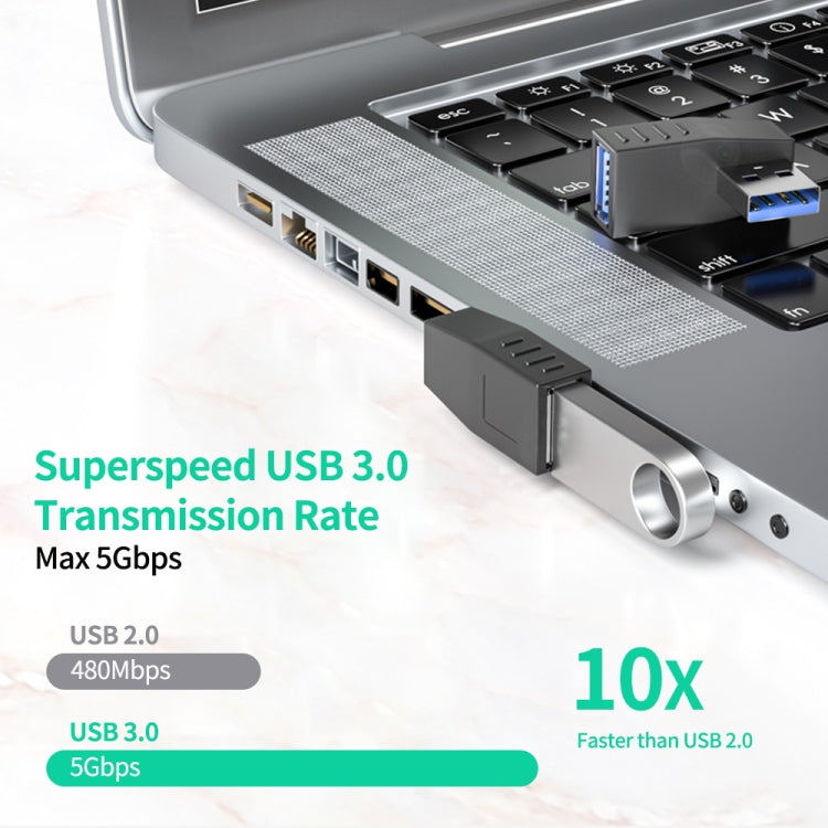 ENKAY USB 3.0 Adapter 90 Degree Angle Male to Female Combo Coupler Extender Connector, Angle:Horizontal Right - USB 3.0 by ENKAY | Online Shopping South Africa | PMC Jewellery | Buy Now Pay Later Mobicred