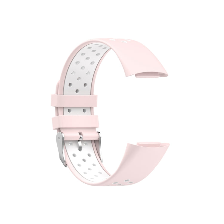 For Fitbit Charge 6 Dual Color Breathable Silicone Watch Band(Pink+White) - Watch Bands by PMC TechLife | Online Shopping South Africa | PMC TechLife | Buy Now Pay Later Mobicred