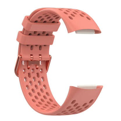 For Fitbit Charge 5 Solid Color Breathable Sports Silicone Watch Band(Pink) - Watch Bands by PMC Jewellery | Online Shopping South Africa | PMC Jewellery | Buy Now Pay Later Mobicred