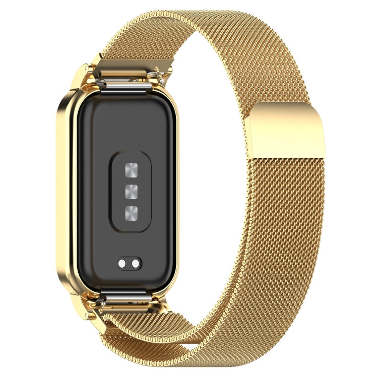 For Xiaomi Mi Band 8 Active Milan Magnetic Metal Steel Mesh Watch Band + Watch Frame(Gold) - free shipping - PMC TechLife - Order now!