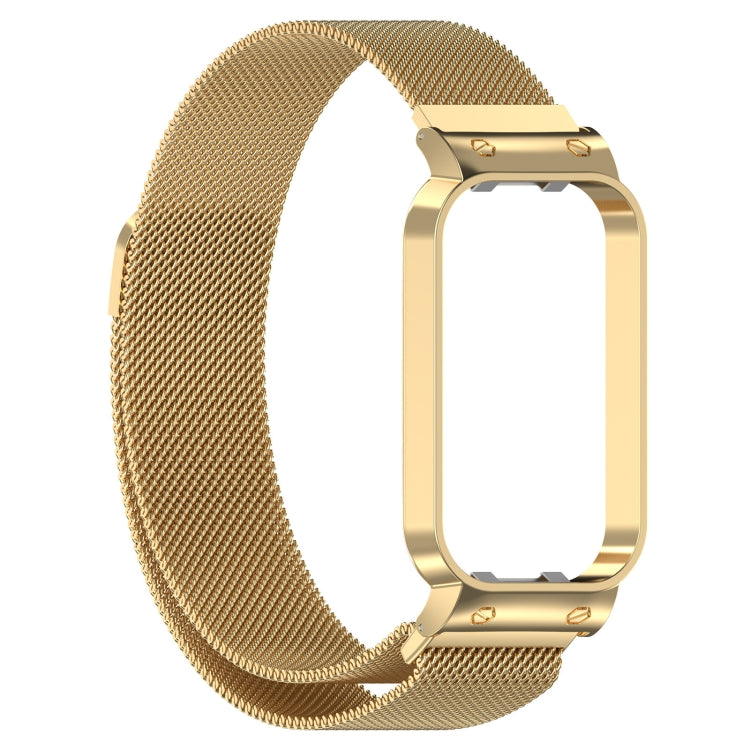 For Xiaomi Mi Band 8 Active Milan Magnetic Metal Steel Mesh Watch Band + Watch Frame(Gold) - free shipping - PMC TechLife - Order now!