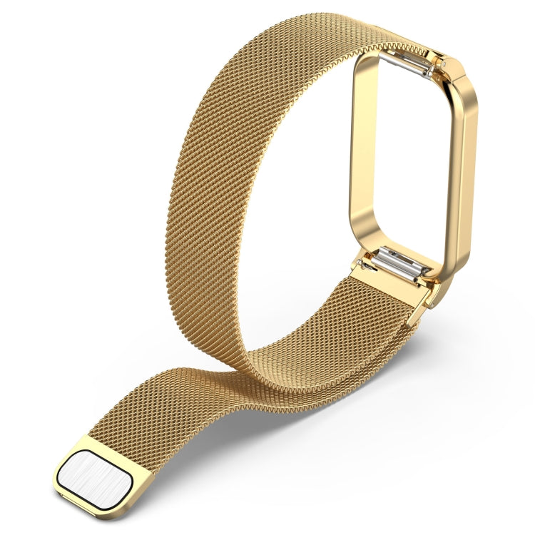 For Xiaomi Mi Band 8 Active Milan Magnetic Metal Steel Mesh Watch Band + Watch Frame(Gold) - free shipping - PMC TechLife - Order now!