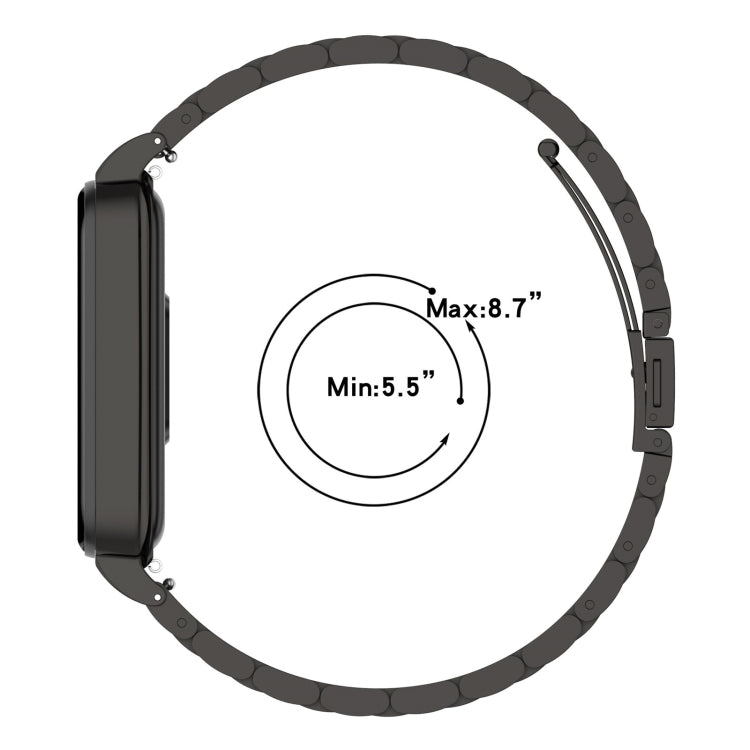 For Xiaomi Smart Band 8 Active Three Bead Stainless Steel Watch Band + Watch Metal Frame(Rose Gold) - free shipping - PMC TechLife - Order now!