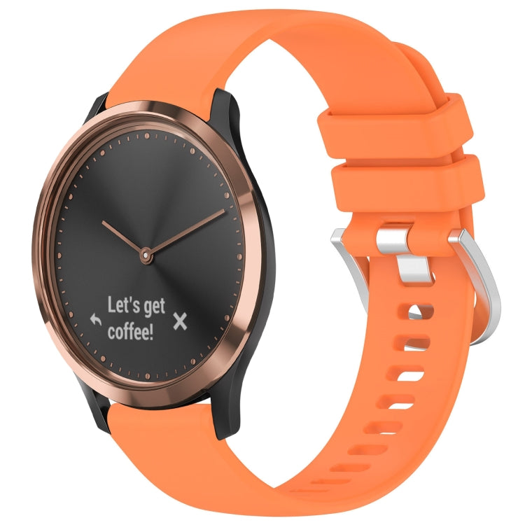 For Garmin Vivomove HR Sport Liquid Glossy Silver Buckle Silicone Watch Band(Orange) - free shipping - PMC TechLife - Order now!