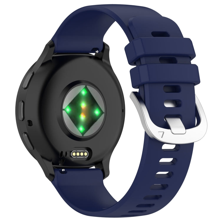 For Garmin Vivoactive 4S Liquid Glossy Silver Buckle Silicone Watch Band(Dark Blue) - free shipping - PMC TechLife - Order now!