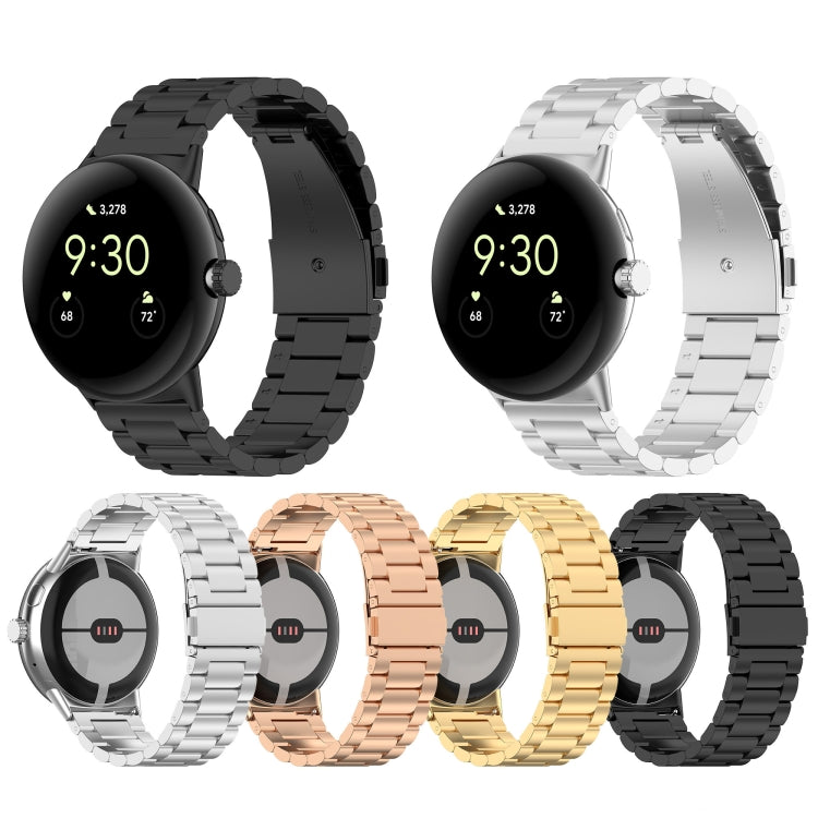 For Google Pixel Watch 2 Three Bead Stainless Steel Metal Watch Band(Rose Gold) - free shipping - PMC TechLife - Order now!