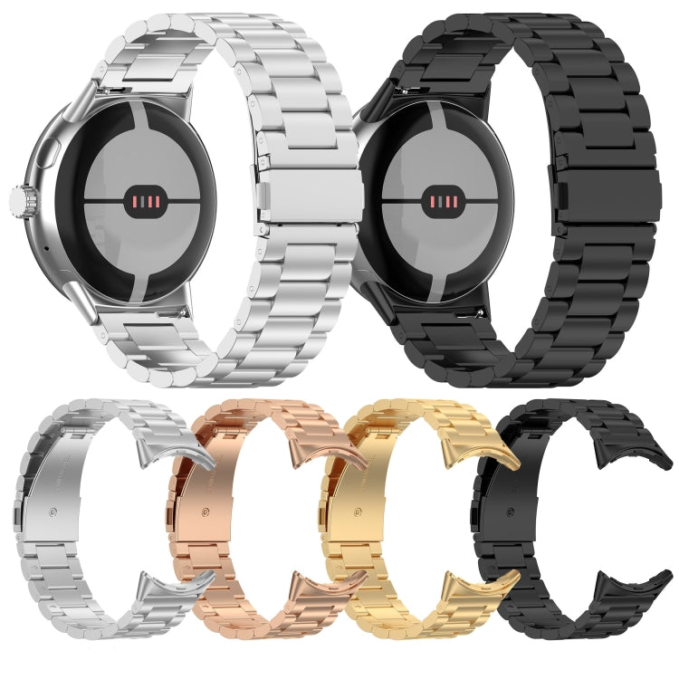 For Google Pixel Watch 2 Three Bead Stainless Steel Metal Watch Band(Rose Gold) - free shipping - PMC TechLife - Order now!